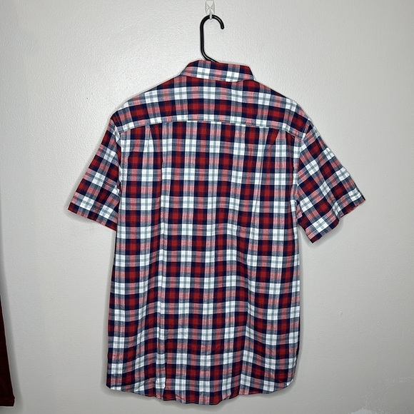 Rye by Hawker Rye Plaid Button Down Short Sleeve Shirt Red Blue NWOT Large tall - Picture 10 of 10